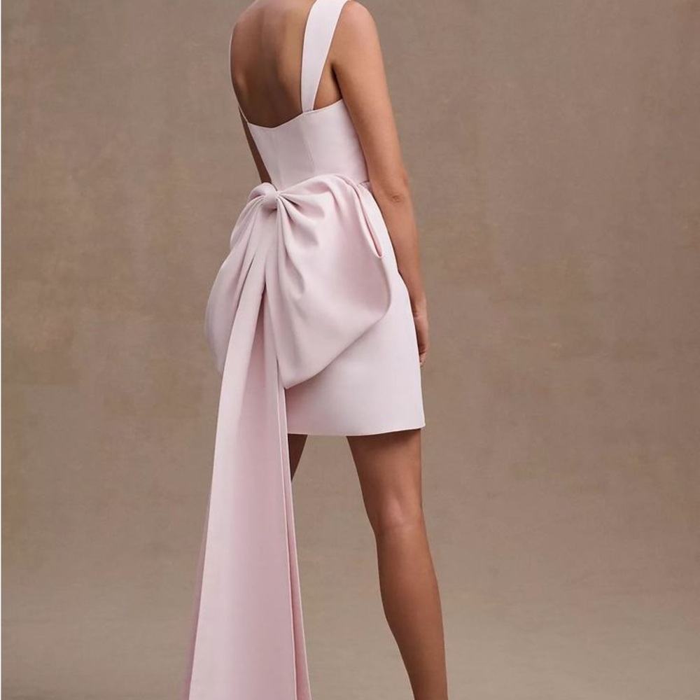 Sachin & Babi Blaine Taffeta Square-Neck Bow Train Mini Dress
